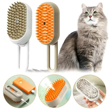 Mascota siendo cepillada con vapor